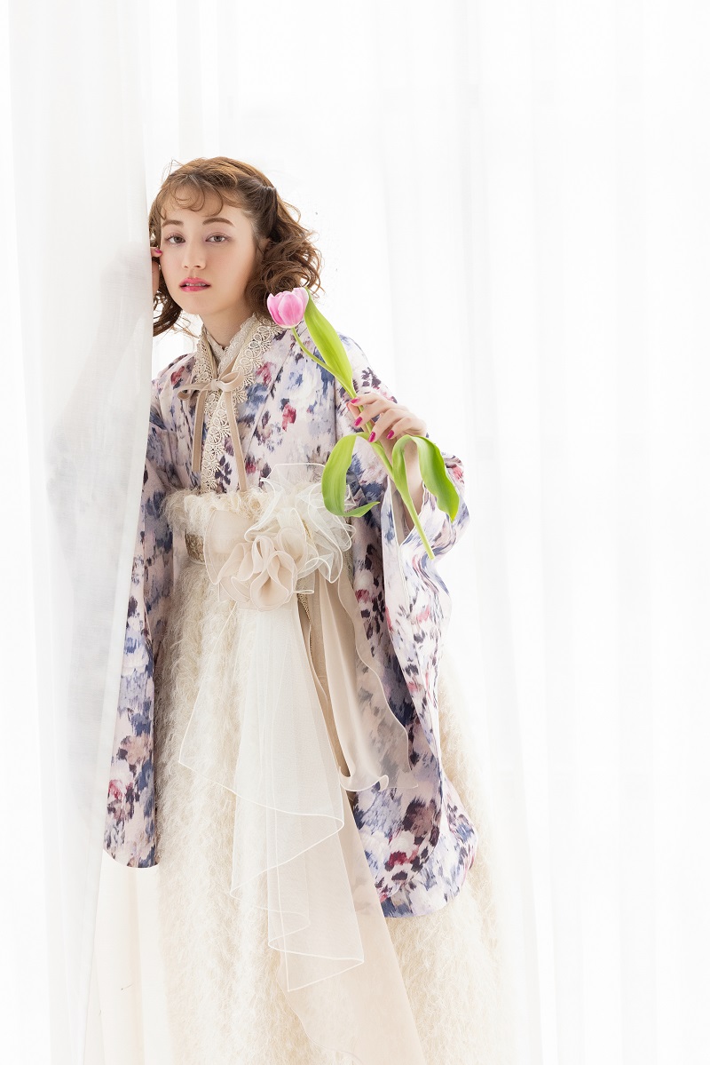 ラフィネモカ二尺袖/ドレス袴 マティエールRM-179/RH-102【シャンパンピンク/ホワイト】