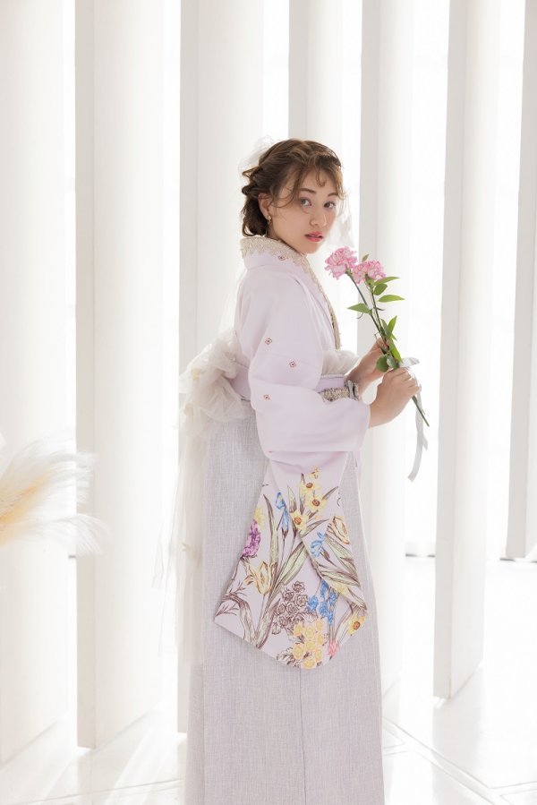 ﾗﾌｨﾈﾓｶ二尺袖/卒業袴　アンティークガーデンRM-164/RH-95【ﾗﾍﾞﾝﾀﾞｰﾋﾟﾝｸ/ﾊﾟｰﾌﾟﾙ】 - 画像 (2)