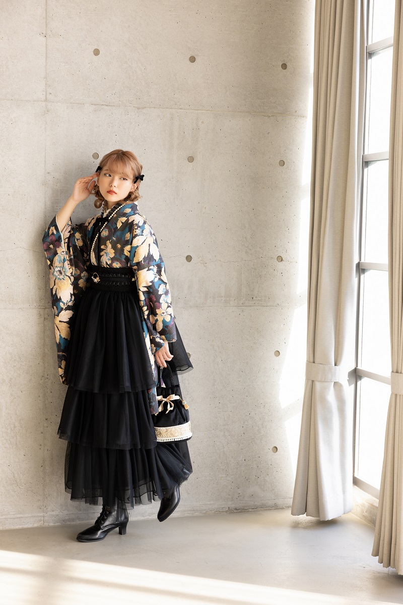 ラフィネモカ二尺袖/ドレス袴 ゴブランRM-181/RH-104【ロイヤルブルー/ブラック】 - 画像 (3)