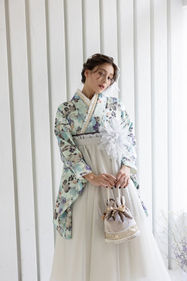 ラフィネモカ二尺袖/ドレス袴 マティエールRM-180/RH-103【ミントグリーン/シルバー】 - 画像 (3)