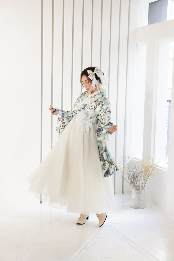 ﾗﾌｨﾈﾓｶ二尺袖/ﾄﾞﾚｽ袴　マティエールRM-180/RH-103【ﾐﾝﾄｸﾞﾘｰﾝ/ｼﾙﾊﾞｰ】 - 画像 (5)