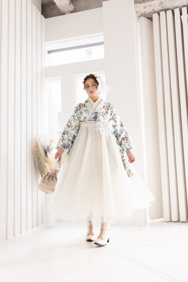 ﾗﾌｨﾈﾓｶ二尺袖/ﾄﾞﾚｽ袴　マティエールRM-180/RH-103【ﾐﾝﾄｸﾞﾘｰﾝ/ｼﾙﾊﾞｰ】 - 画像 (4)