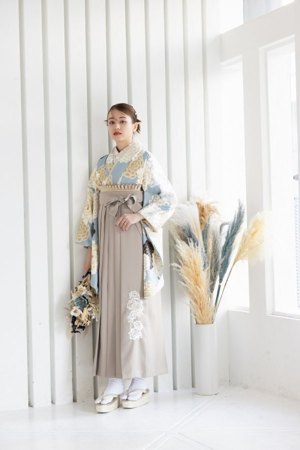 ラフィネモカ二尺袖/卒業袴 トラッドRM-162/RH-92【アイスグレー/モカ】 - 画像 (2)