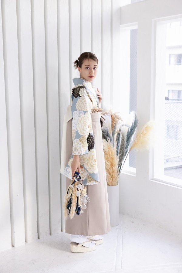 ラフィネモカ二尺袖/卒業袴 トラッドRM-162/RH-92【アイスグレー/モカ】 - 画像 (4)