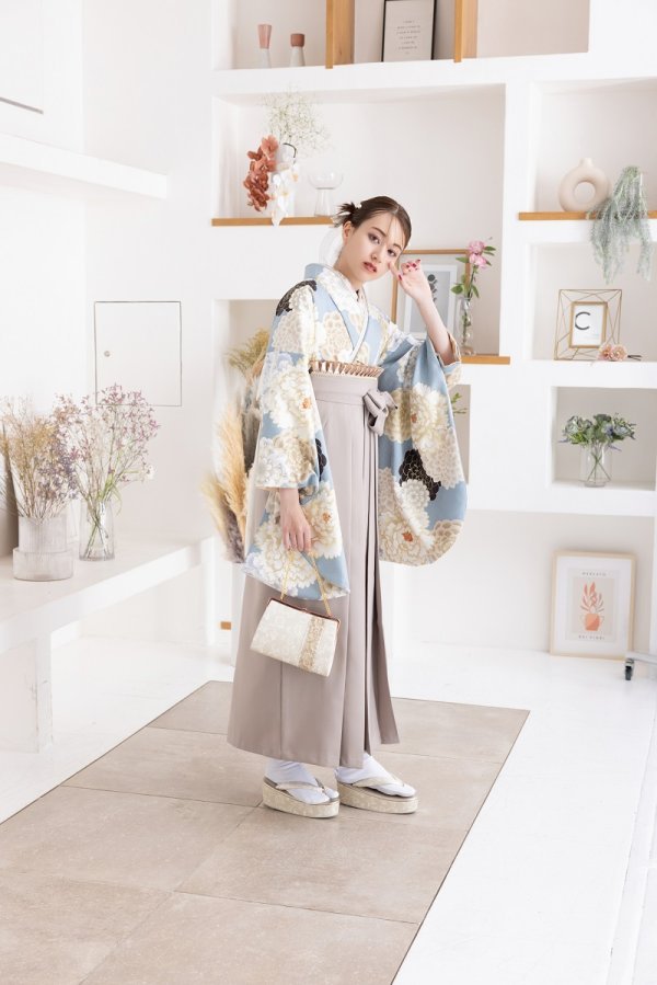 ラフィネモカ二尺袖/卒業袴 トラッドRM-162/RH-92【アイスグレー/モカ】 - 画像 (3)