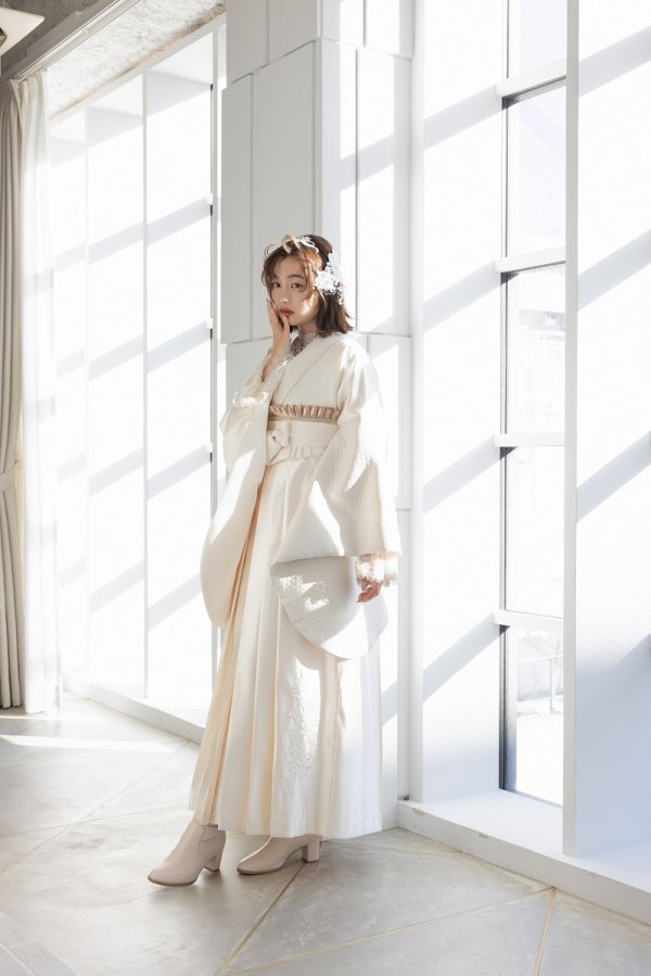 ラフィネモカ二尺袖/卒業袴 レザリーダイヤRM-176/RH-100【アイボリー/アイボリー】 - 画像 (2)