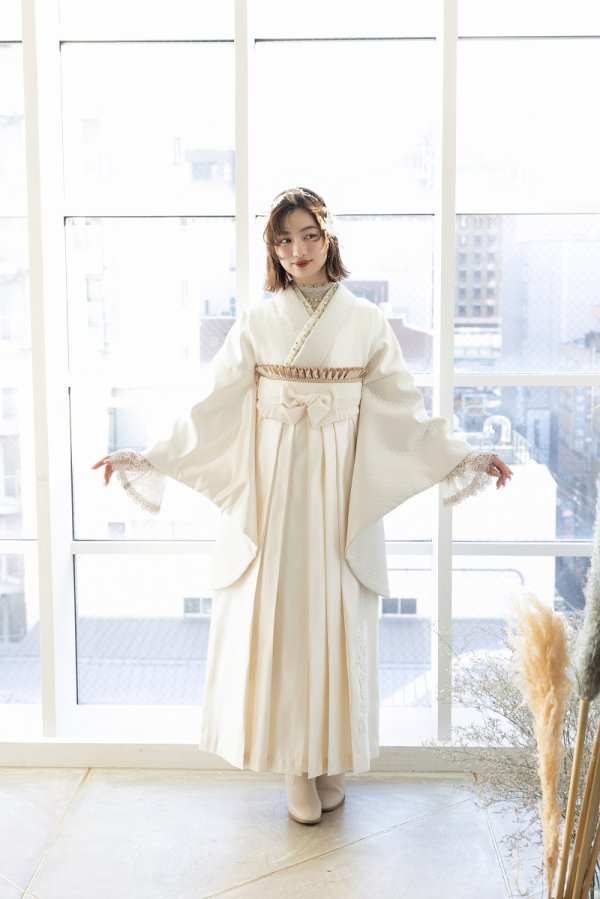 ﾗﾌｨﾈﾓｶ二尺袖/卒業袴　レザリーダイヤRM-176/RH-100【ｱｲﾎﾞﾘｰ/ｱｲﾎﾞﾘｰ】