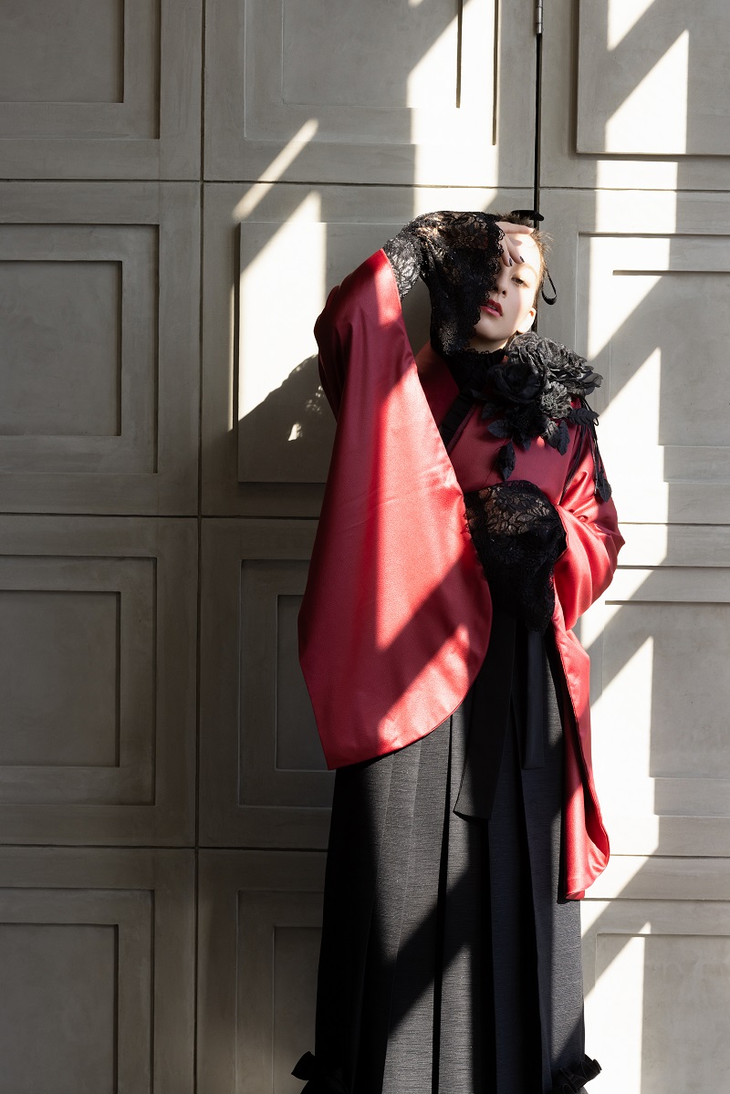 ラフィネモカ二尺袖/卒業袴 ラフィネモカ・ルージェRM-178/RH-98【レッド/ブラック】 - 画像 (4)