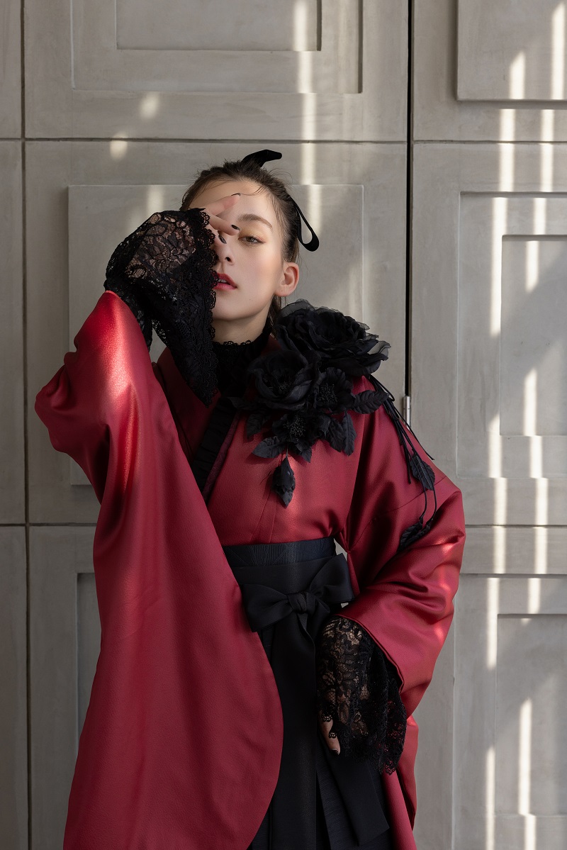 ラフィネモカ二尺袖/卒業袴 ラフィネモカ・ルージェRM-178/RH-98【レッド/ブラック】 - 画像 (6)