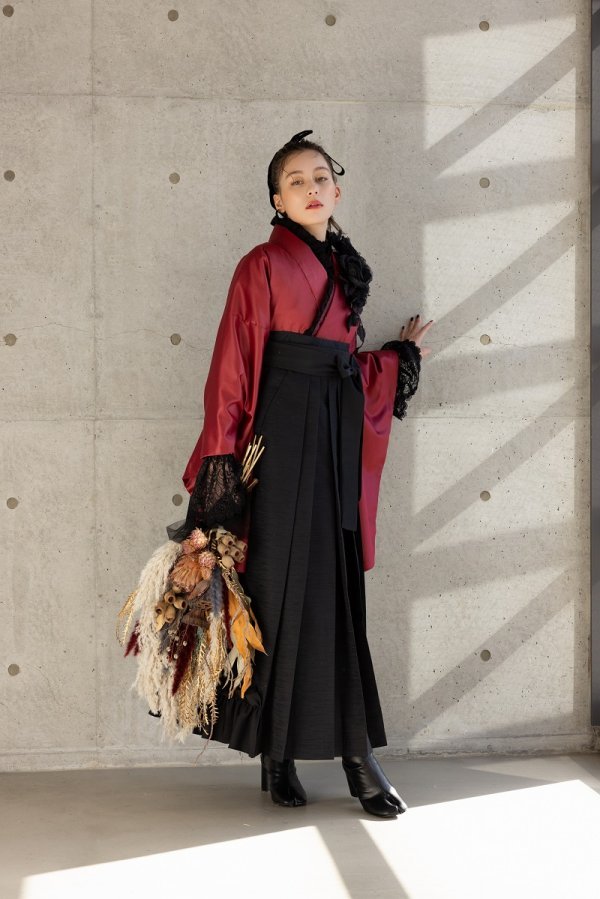 ラフィネモカ二尺袖/卒業袴 ラフィネモカ・ルージェRM-178/RH-98【レッド/ブラック】 - 画像 (2)