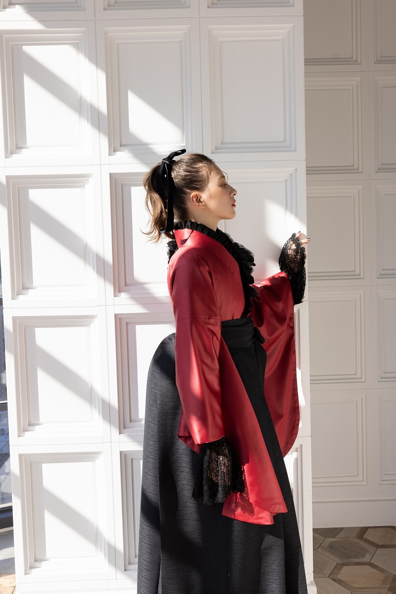 ラフィネモカ二尺袖/卒業袴 ラフィネモカ・ルージェRM-178/RH-98【レッド/ブラック】 - 画像 (5)