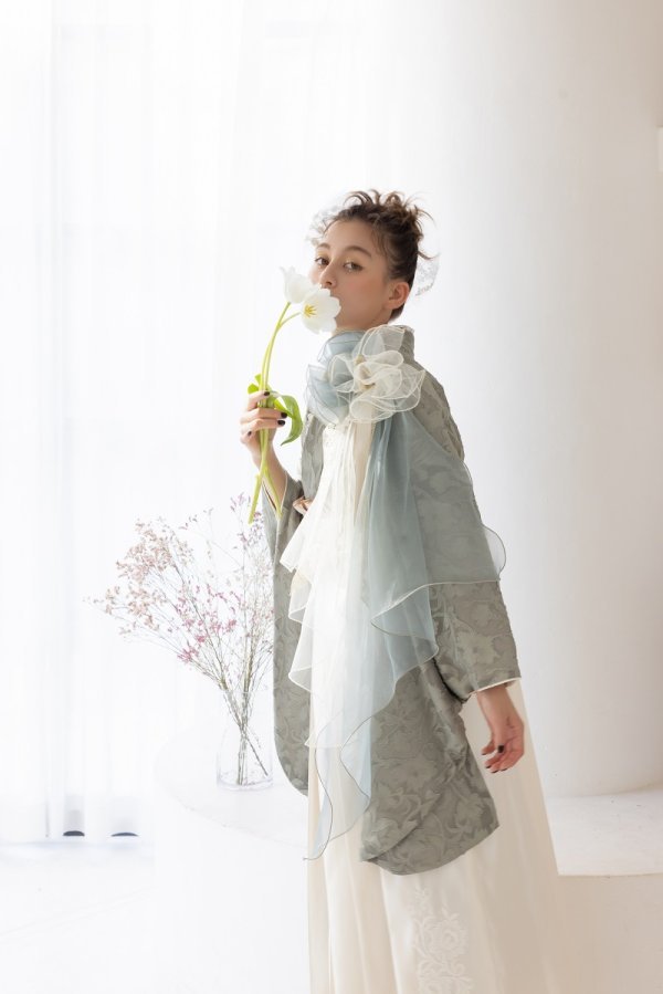 ラフィネモカ二尺袖/卒業袴 ロココ・シフォンRM-172/RH-100【オリーブ/アイボリー】 - 画像 (2)