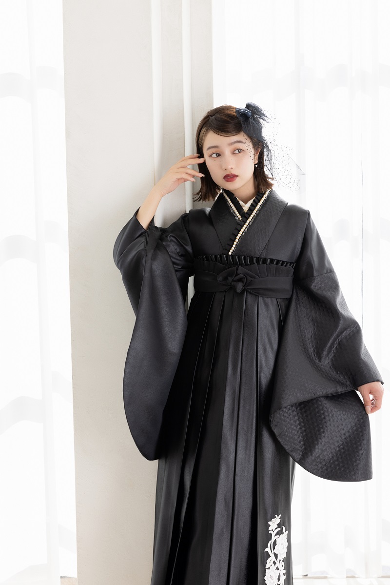 ラフィネモカ二尺袖/卒業袴 レザリーダイヤRM-177/RH-101【ブラック/ブラック】 - 画像 (5)