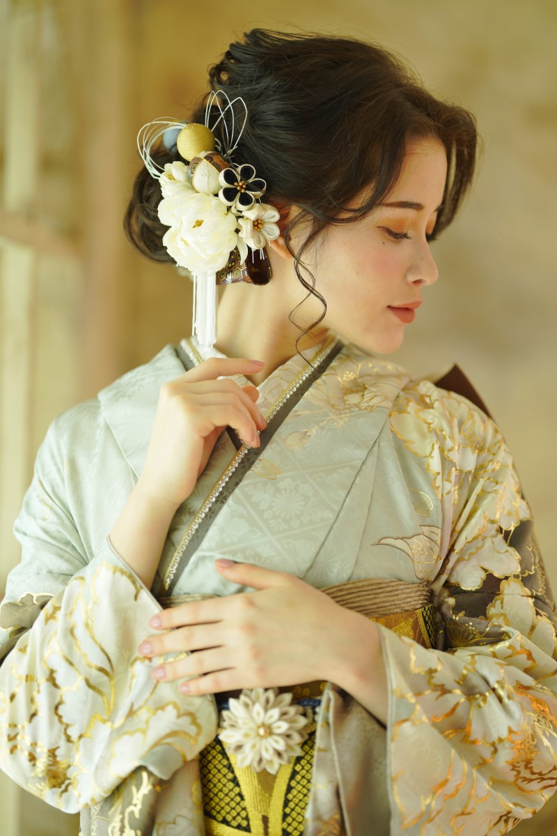 正絹振袖ラフィネモカ RF-14 -オパールグリーン- - 画像 (11)