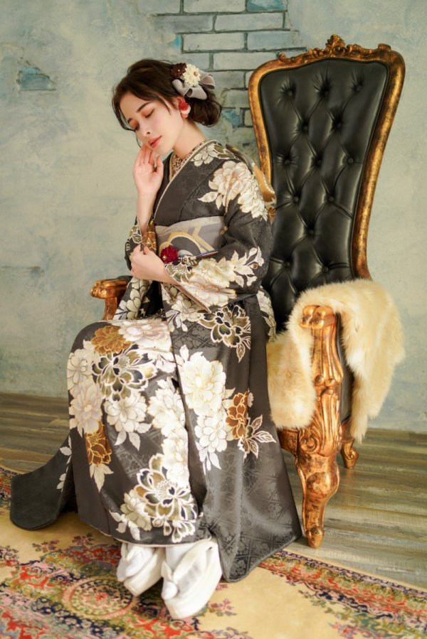 正絹振袖ラフィネモカ RF-15 -ディープグレー- - 画像 (4)