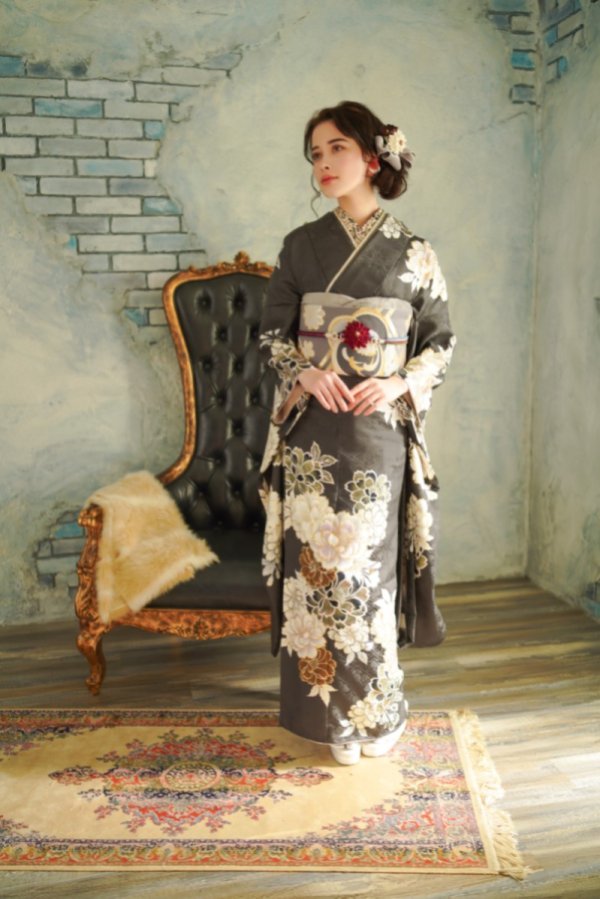 正絹振袖ラフィネモカ RF-15 -ディープグレー- - 画像 (2)