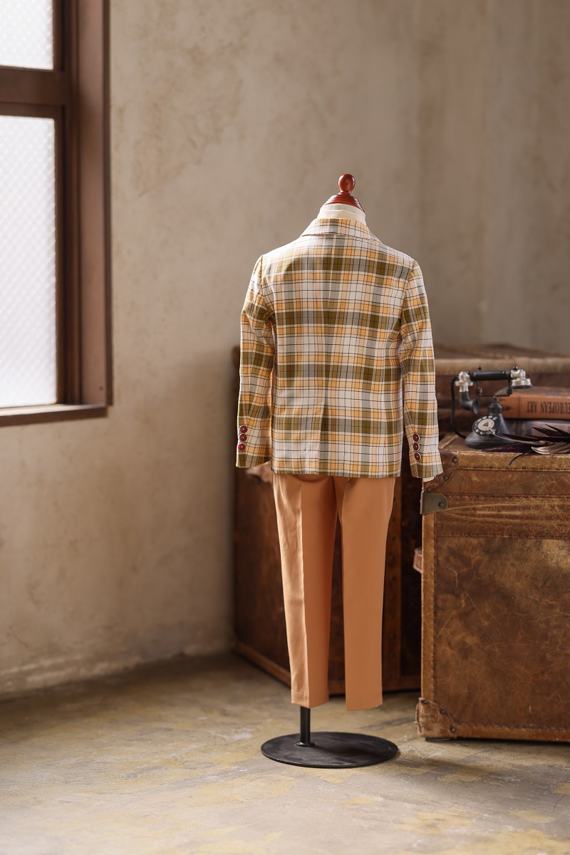 【現品100㎝】キッズタキシード RT-035 オレンジ×グレー - 画像 (3)