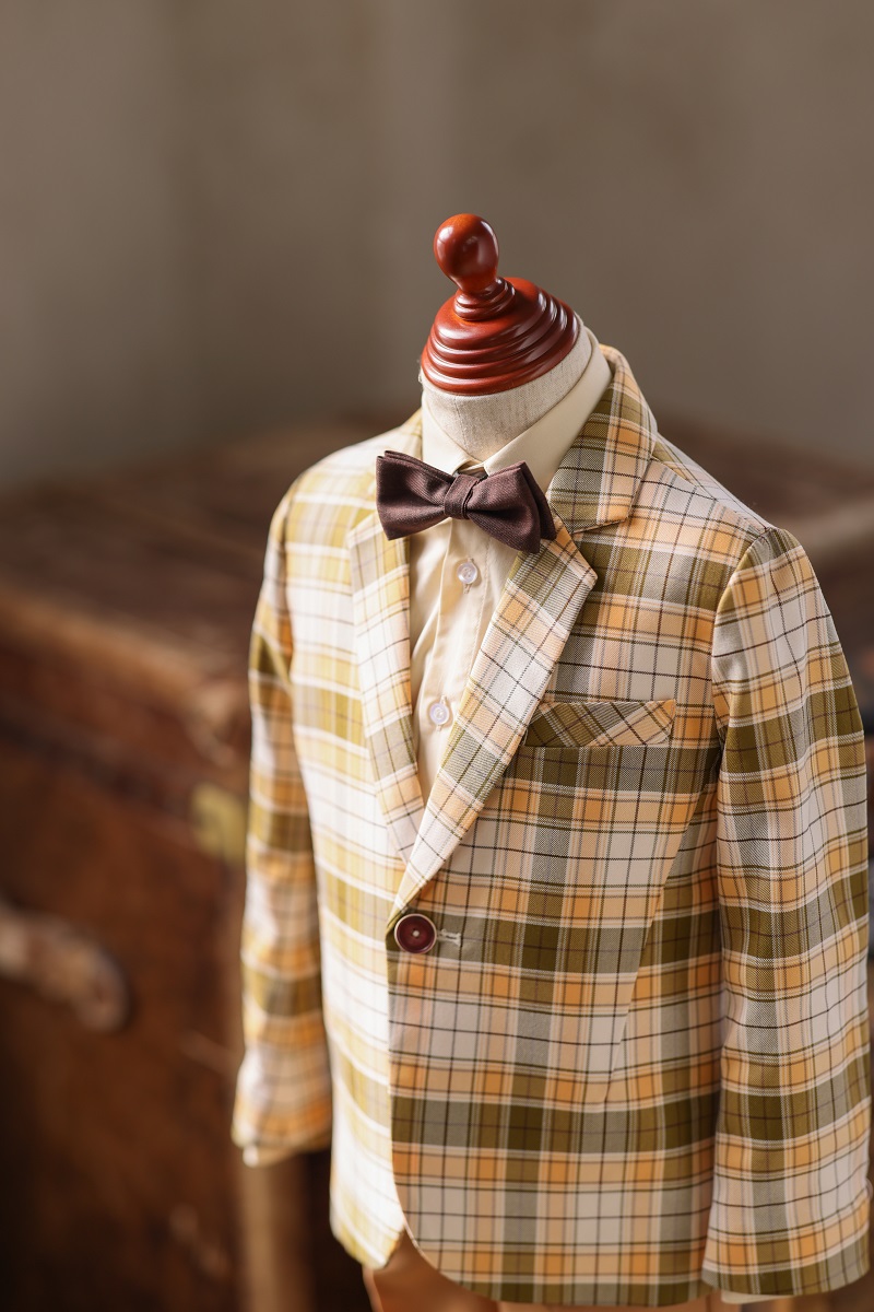 【現品100㎝】キッズタキシード RT-035 オレンジ×グレー - 画像 (4)