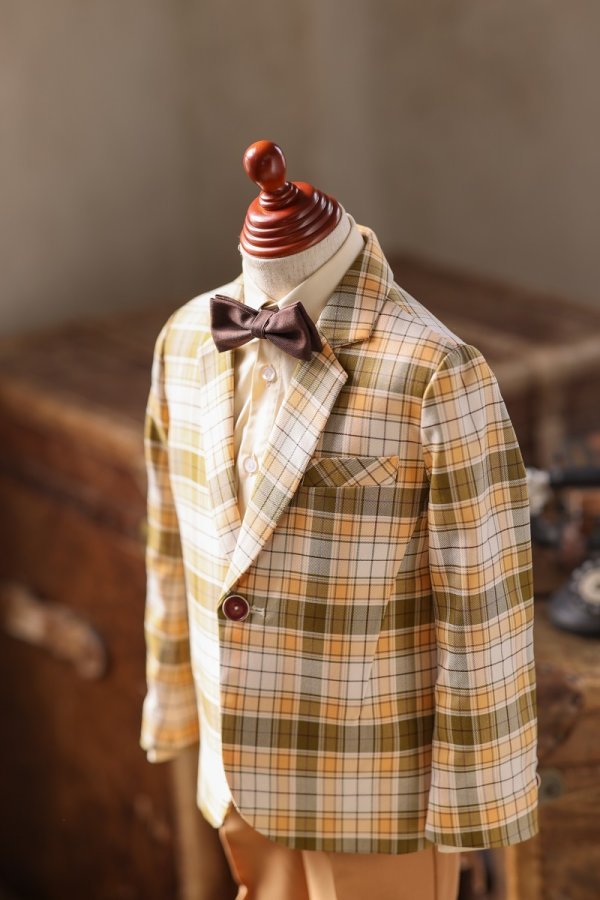 【現品100㎝】キッズタキシード　RT-035　オレンジ×グレー - 画像 (2)