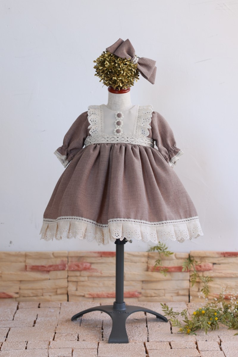 【現品80㎝】ショートドレスR-094 モカ