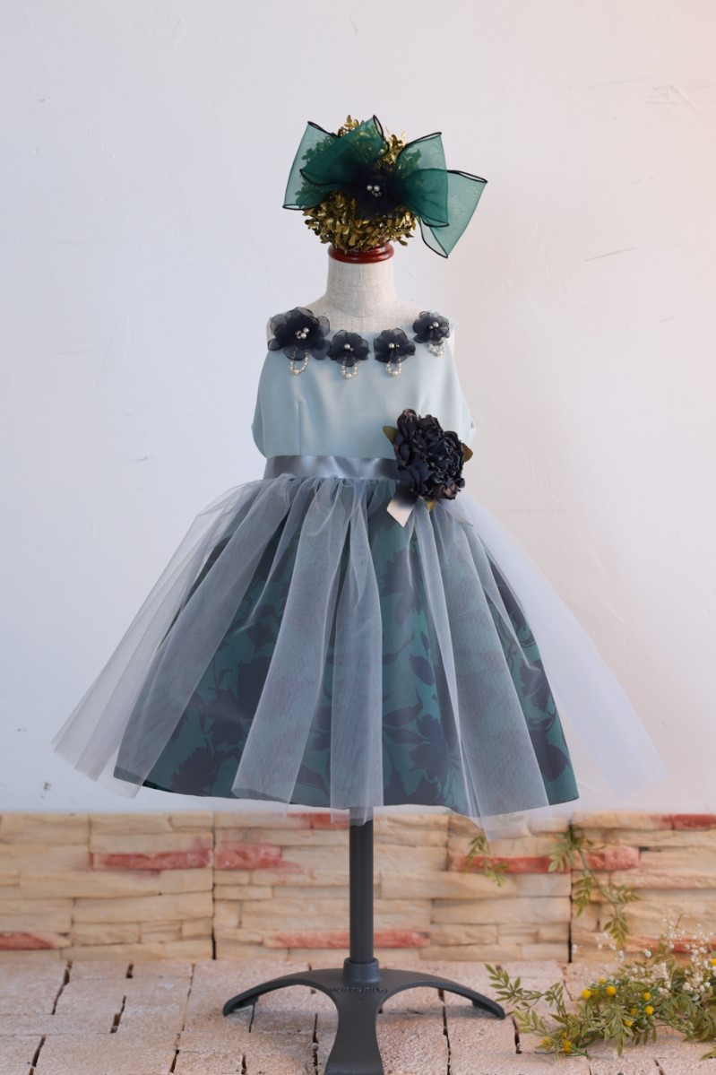 【現品100㎝】ショートドレスR-103 グリーン