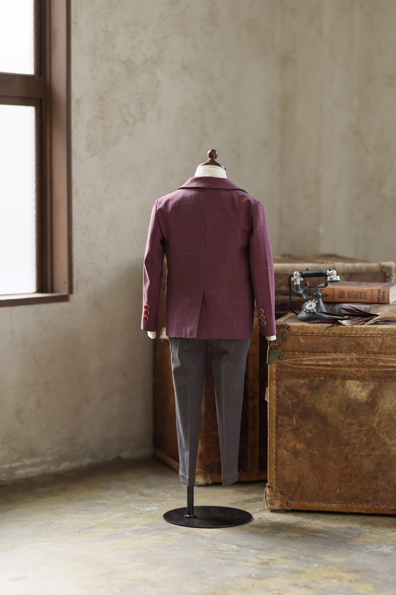 【現品160㎝】キッズタキシード B-247① ワインレッド - 画像 (2)