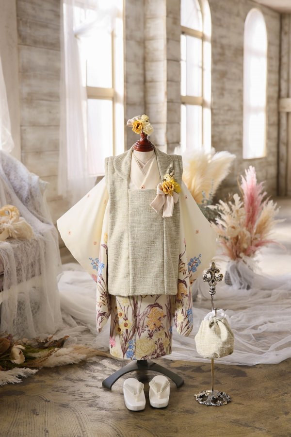 【トルソー現品】アンティークガーデン 3歳被布ｾｯﾄ RC722-A　【ｸﾘｰﾑ】 - 画像 (2)