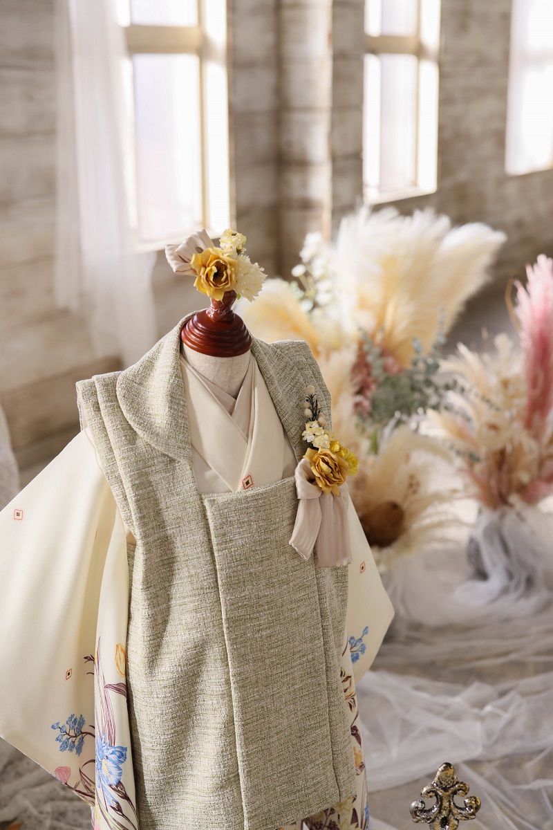 【現品】アンティークガーデン 3歳被布セット RC722-A 【クリーム】 - 画像 (3)