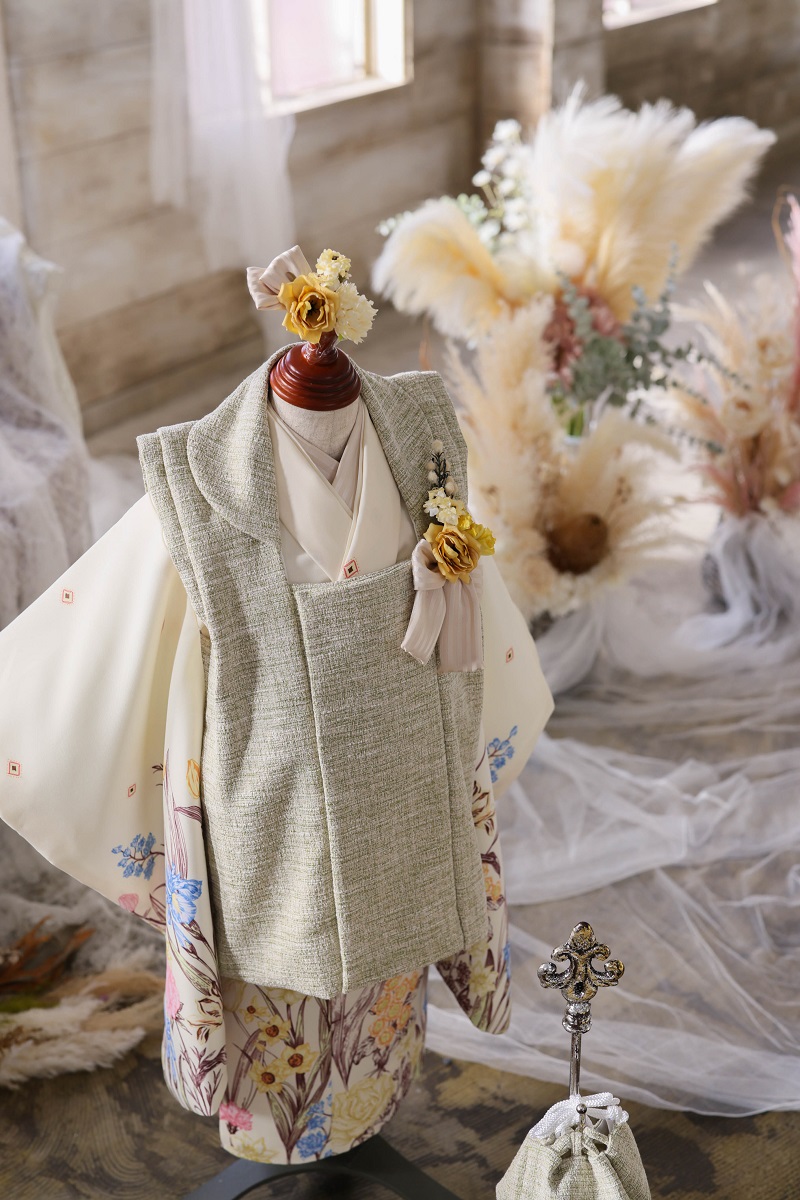 【トルソー現品】アンティークガーデン 3歳被布ｾｯﾄ RC722-A　【ｸﾘｰﾑ】 - 画像 (4)