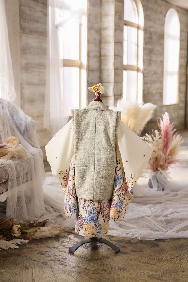 【現品】アンティークガーデン 3歳被布セット RC722-A 【クリーム】 - 画像 (9)