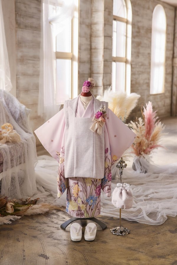 【現品】アンティークガーデン 3歳被布ｾｯﾄ RC722-B　【ﾗﾍﾞﾝﾀﾞｰ】