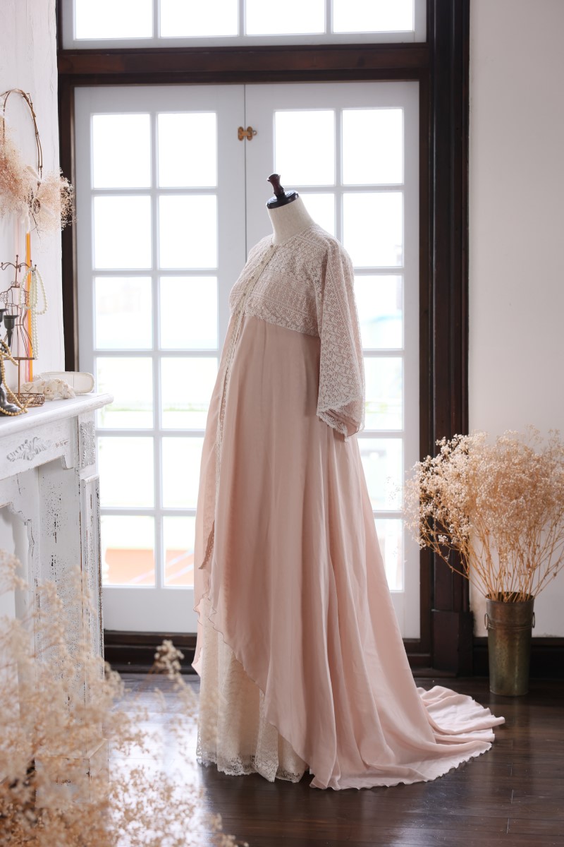 マタニティー【ガウン】R-2009 ベージュピンク - 画像 (2)