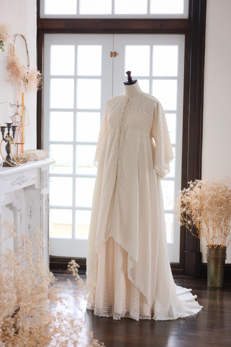 マタニティー【ガウン】R-2009 アイボリー - 画像 (3)