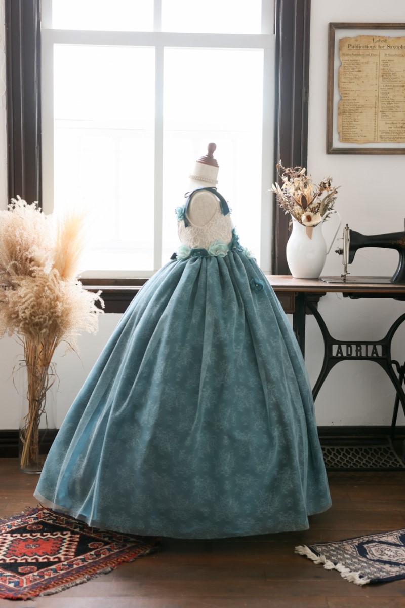 ロングドレスR-089　ブルーグリーン - 画像 (7)