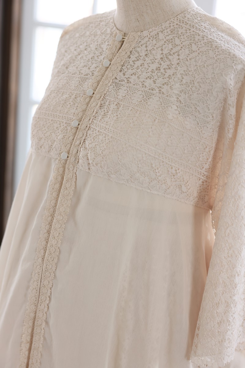 マタニティー【ガウン】R-2009 アイボリー - 画像 (4)