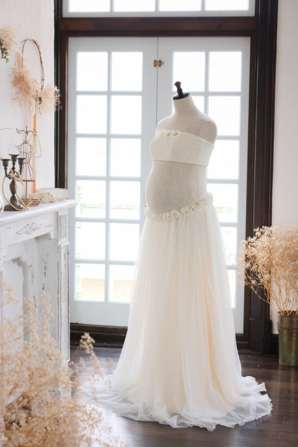 マタニティードレス R-2012 アイボリー - 画像 (2)