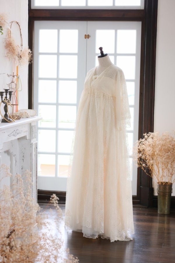 マタニティー【ガウン】R-2008 アイボリー - 画像 (3)