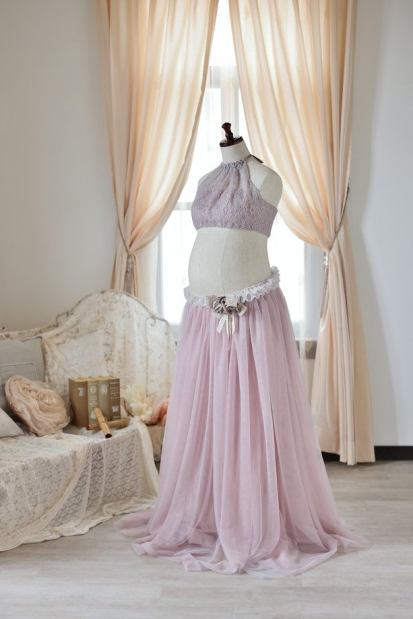 マタニティードレス R-2011　モーブ - 画像 (2)