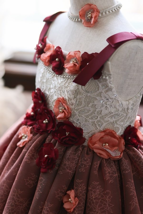 ロングドレスR-089　ワイン - 画像 (2)