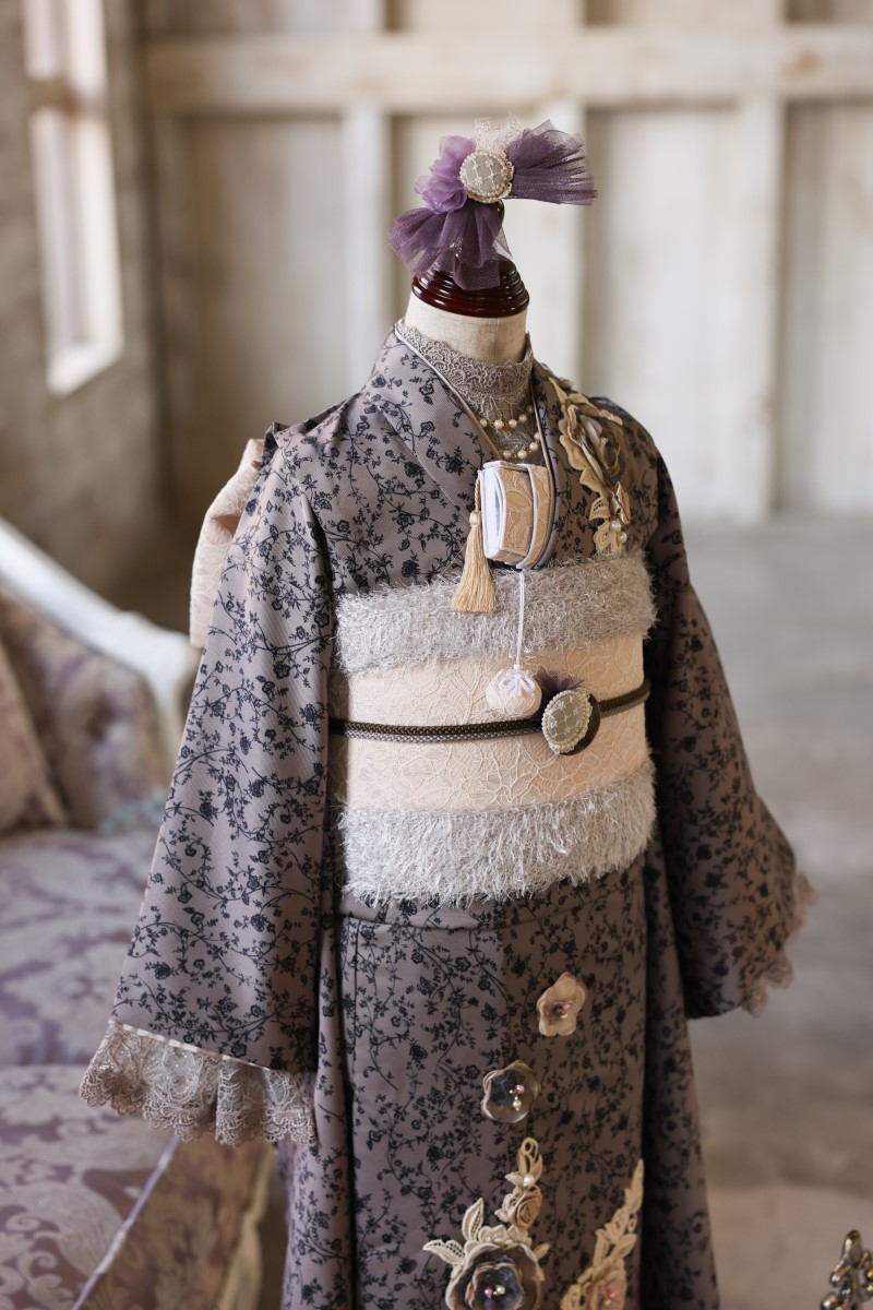 【アウトレット】ロココ・ガーリィ 7歳きものフルセット -Rococo Girly-【ブラウン】 - 画像 (3)