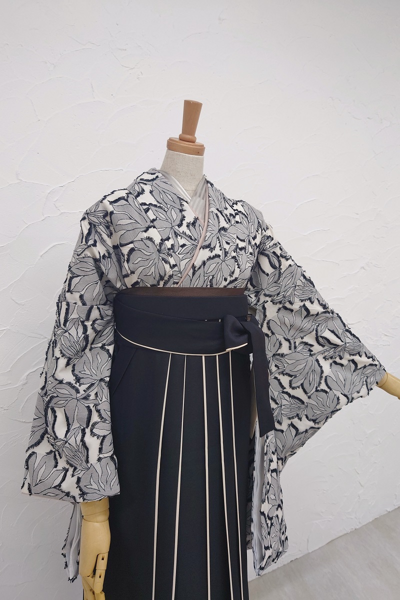 【アウトレット】卒業袴アコーディオン 黒白 - 画像 (3)