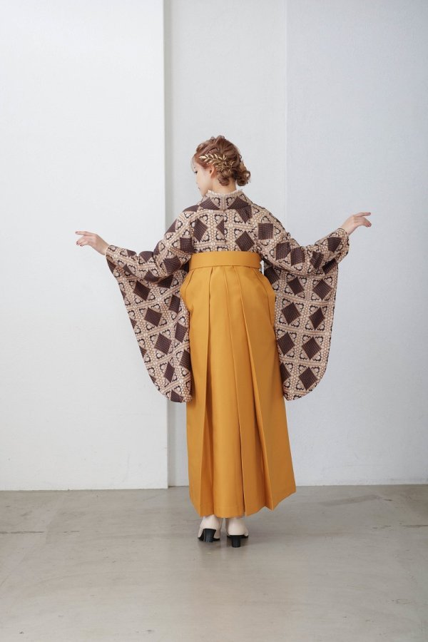 ラフィネモカ二尺袖/卒業袴 ラティスチョコレートRM-169/RH-93【キャメル/金茶】 - 画像 (5)