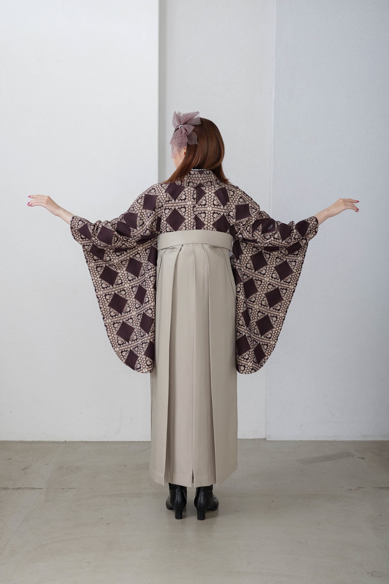 ラフィネモカ二尺袖/卒業袴 ラティスチョコレートRM-170/RH-94【ダークブラウン/オリーブ】 - 画像 (7)