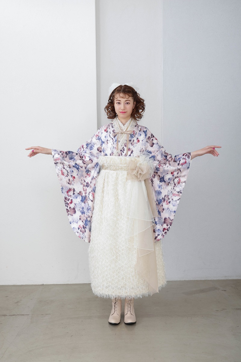 ラフィネモカ二尺袖/ドレス袴 マティエールRM-179/RH-102【シャンパンピンク/ホワイト】 - 画像 (5)