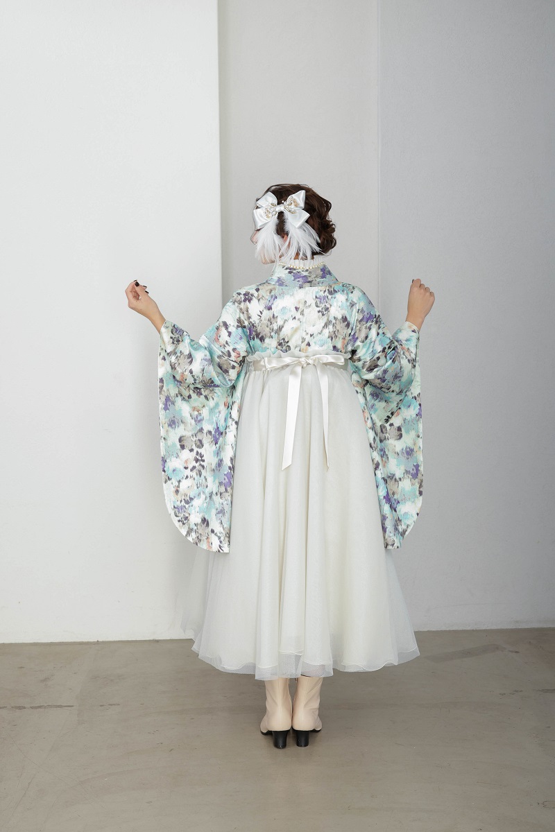 ﾗﾌｨﾈﾓｶ二尺袖/ﾄﾞﾚｽ袴　マティエールRM-180/RH-103【ﾐﾝﾄｸﾞﾘｰﾝ/ｼﾙﾊﾞｰ】 - 画像 (7)