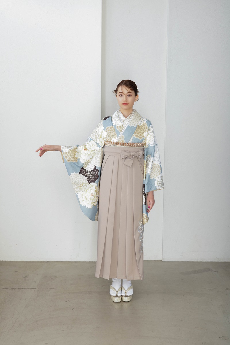 ラフィネモカ二尺袖/卒業袴 トラッドRM-162/RH-92【アイスグレー/モカ】 - 画像 (5)