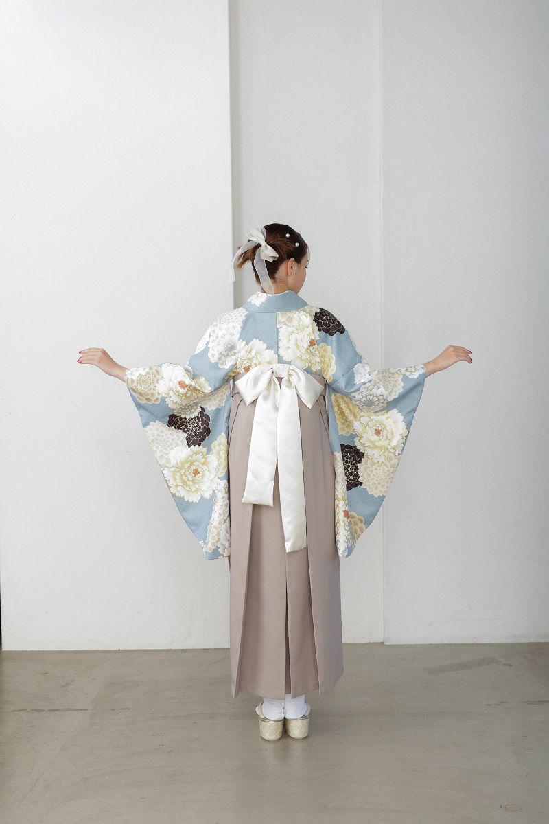 ﾗﾌｨﾈﾓｶ二尺袖/卒業袴　トラッドRM-162/RH-92【ｱｲｽｸﾞﾚｰ/ﾓｶ】 - 画像 (6)