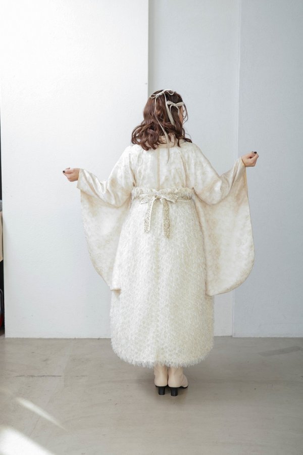 ラフィネモカ二尺袖/ドレス袴 フェザリーレースRM-174/RH-102【ゴールドベージュ/ホワイト】 - 画像 (4)