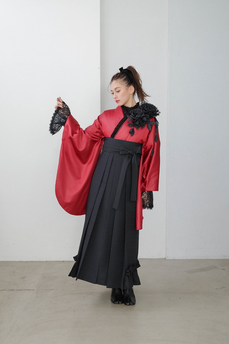 ラフィネモカ二尺袖/卒業袴 ラフィネモカ・ルージェRM-178/RH-98【レッド/ブラック】 - 画像 (8)