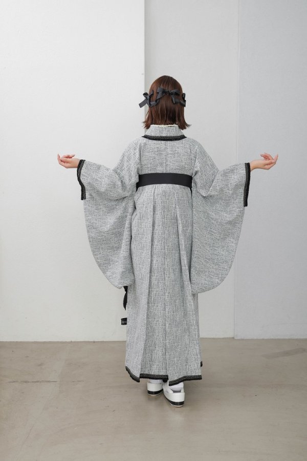 ラフィネモカ二尺袖/卒業袴 リボンノットRM-168/RH-97【グレー×黒/グレー】 - 画像 (5)